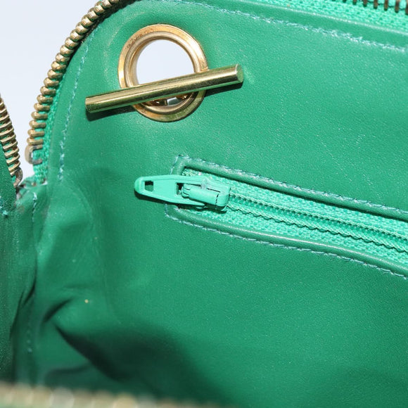 CHANEL Matelasse Chain Shoulder Bag Satin Green Gold CC Auth 168432