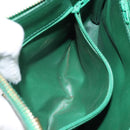 CHANEL Matelasse Chain Shoulder Bag Satin Green Gold CC Auth 168432-19
