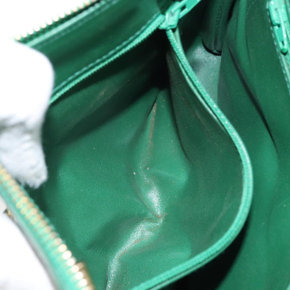 CHANEL Matelasse Chain Shoulder Bag Satin Green Gold CC Auth 168432