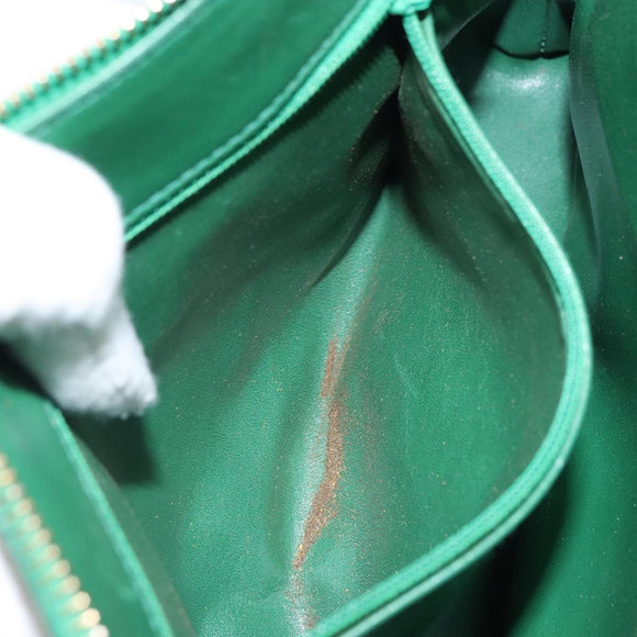 CHANEL Matelasse Chain Shoulder Bag Satin Green Gold CC Auth 168432