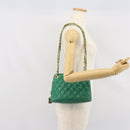 CHANEL Matelasse Chain Shoulder Bag Satin Green Gold CC Auth 168432-23