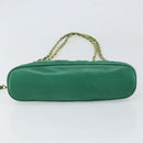 CHANEL Matelasse Chain Shoulder Bag Satin Green Gold CC Auth 168432-9