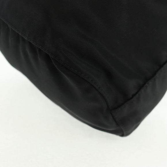 PRADA Drawstring Pouch Nylon Black Silver Auth 168451V