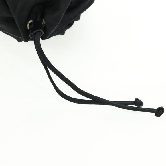 PRADA Drawstring Pouch Nylon Black Silver Auth 168451V