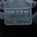 PRADA Drawstring Pouch Nylon Black Silver Auth 168451V-14