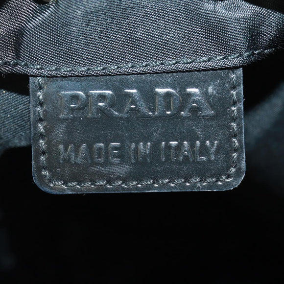 PRADA Drawstring Pouch Nylon Black Silver Auth 168451V