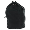 PRADA Drawstring Pouch Nylon Black Silver Auth 168451V-3