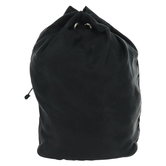 PRADA Drawstring Pouch Nylon Black Silver Auth 168451V