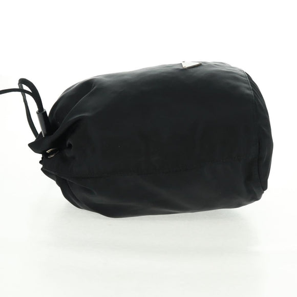 PRADA Drawstring Pouch Nylon Black Silver Auth 168451V