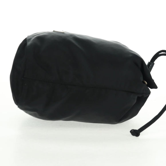 PRADA Drawstring Pouch Nylon Black Silver Auth 168451V