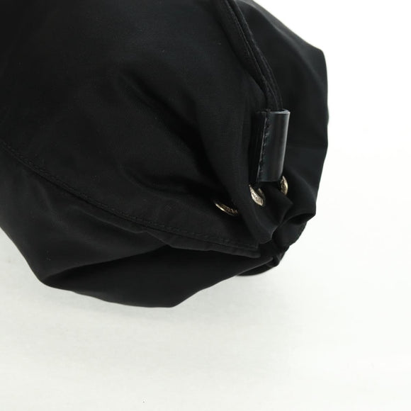 PRADA Drawstring Pouch Nylon Black Silver Auth 168451V