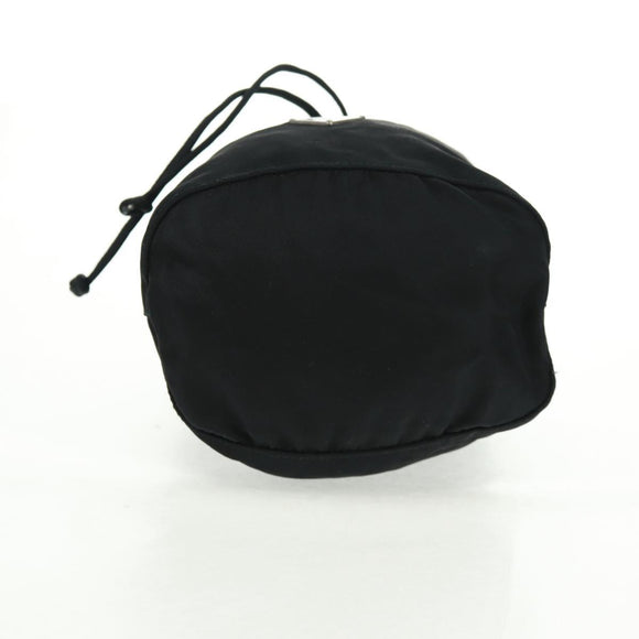 PRADA Drawstring Pouch Nylon Black Silver Auth 168451V