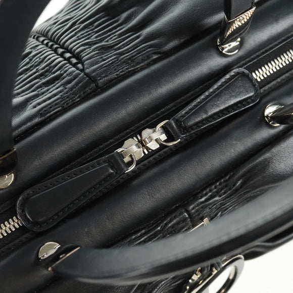 Christian Dior Karenina Hand Bag Leather Black Silver Auth 168453SAV