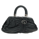 Christian Dior Karenina Hand Bag Leather Black Silver Auth 168453SAV-1