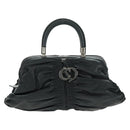 Christian Dior Karenina Hand Bag Leather Black Silver Auth 168453SAV-2
