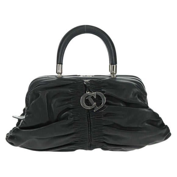 Christian Dior Karenina Hand Bag Leather Black Silver Auth 168453SAV