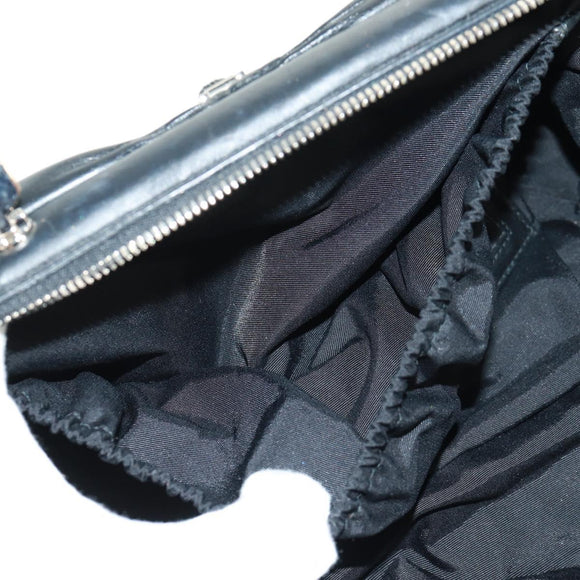 Christian Dior Karenina Hand Bag Leather Black Silver Auth 168453SAV