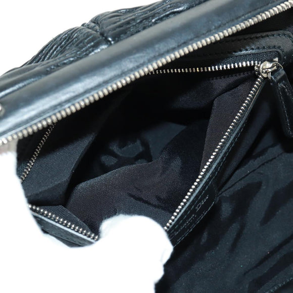 Christian Dior Karenina Hand Bag Leather Black Silver Auth 168453SAV