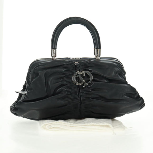 Christian Dior Karenina Hand Bag Leather Black Silver Auth 168453SAV