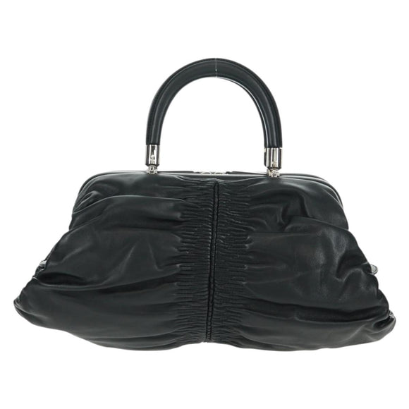 Christian Dior Karenina Hand Bag Leather Black Silver Auth 168453SAV
