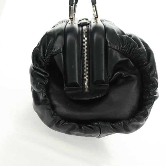 Christian Dior Karenina Hand Bag Leather Black Silver Auth 168453SAV