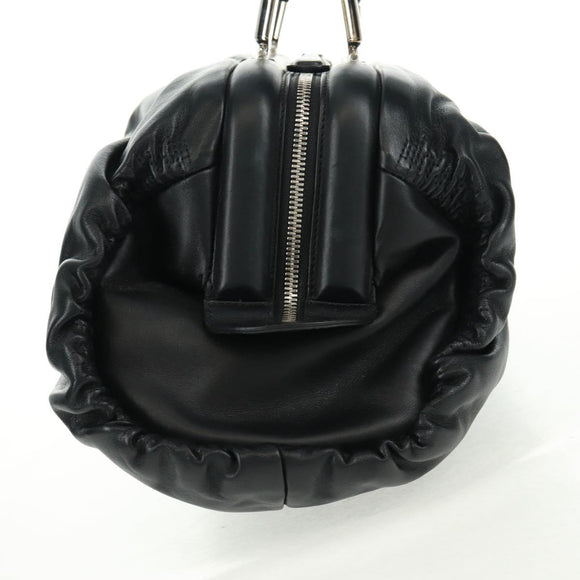 Christian Dior Karenina Hand Bag Leather Black Silver Auth 168453SAV