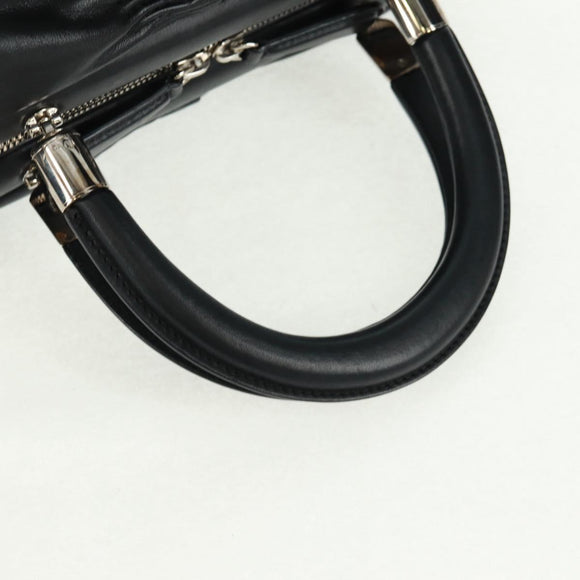 Christian Dior Karenina Hand Bag Leather Black Silver Auth 168453SAV