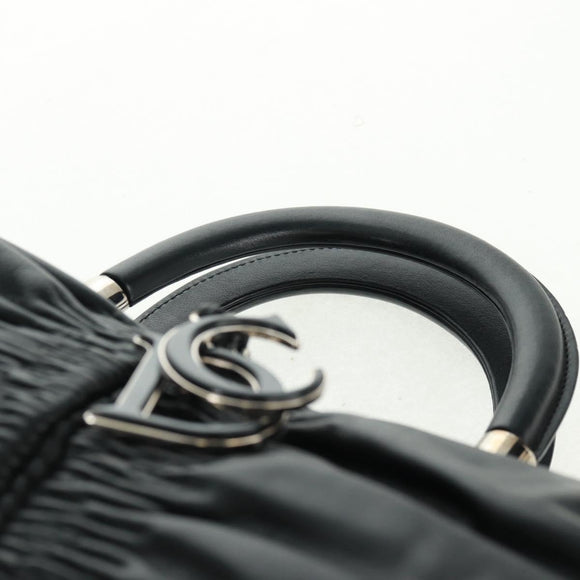 Christian Dior Karenina Hand Bag Leather Black Silver Auth 168453SAV