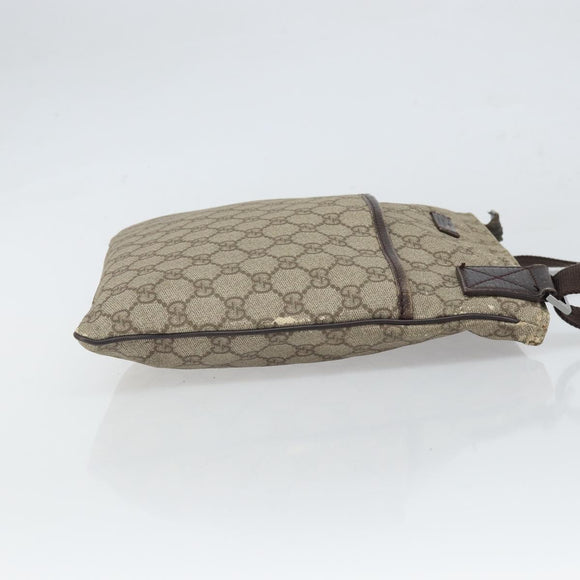 GUCCI GG Supreme Shoulder Bag PVC Beige Silver 141626 Auth 168461