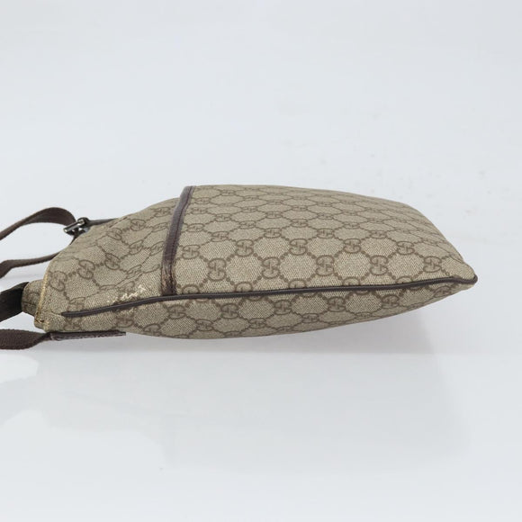 GUCCI GG Supreme Shoulder Bag PVC Beige Silver 141626 Auth 168461