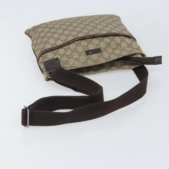 GUCCI GG Supreme Shoulder Bag PVC Beige Silver 141626 Auth 168461