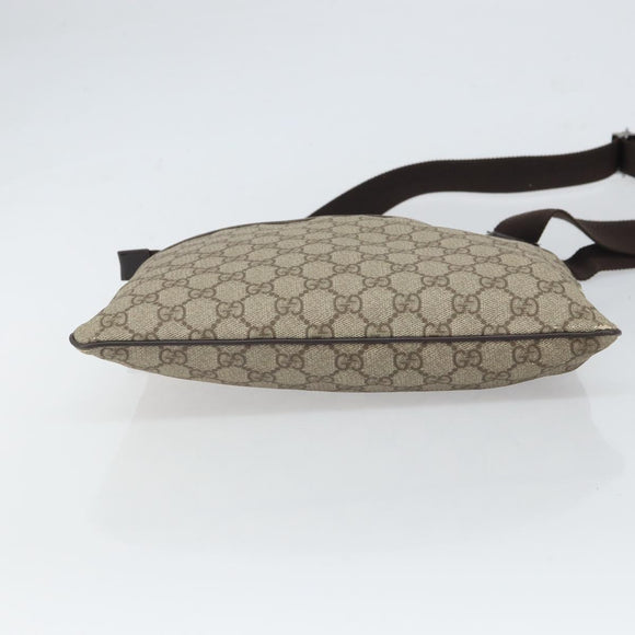 GUCCI GG Supreme Shoulder Bag PVC Beige Silver 141626 Auth 168461