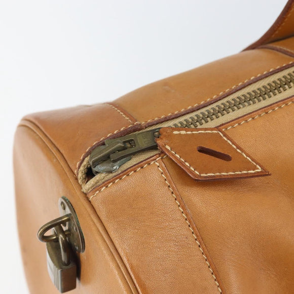 HERMES Early Hand Bag Leather Brown Auth 168481