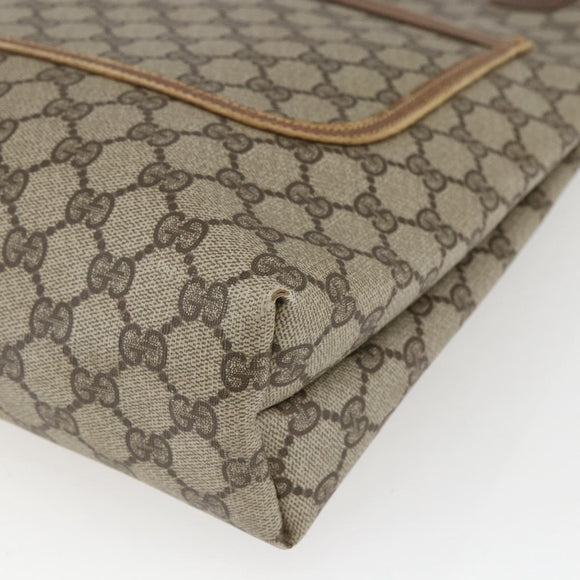 GUCCI Web Sherry Line GG Supreme Tote Bag PVC Beige Gold 40 02 003 Auth 168482