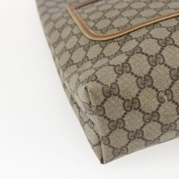 GUCCI Web Sherry Line GG Supreme Tote Bag PVC Beige Gold 40 02 003 Auth 168482