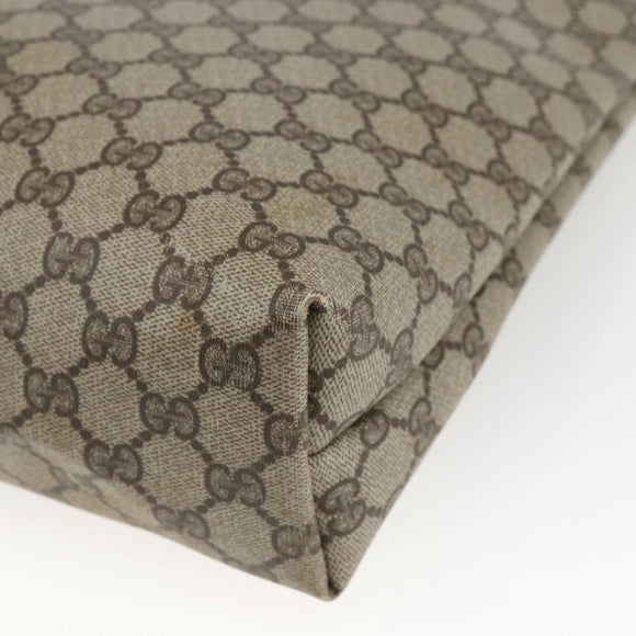 GUCCI Web Sherry Line GG Supreme Tote Bag PVC Beige Gold 40 02 003 Auth 168482