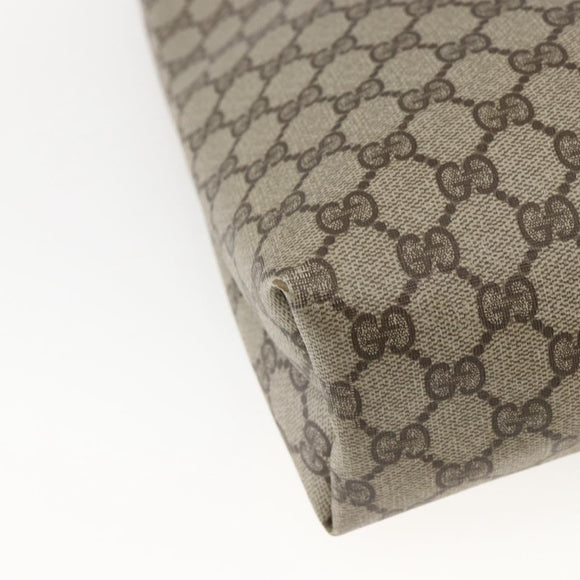 GUCCI Web Sherry Line GG Supreme Tote Bag PVC Beige Gold 40 02 003 Auth 168482