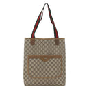 GUCCI Web Sherry Line GG Supreme Tote Bag PVC Beige Gold 40 02 003 Auth 168482-2