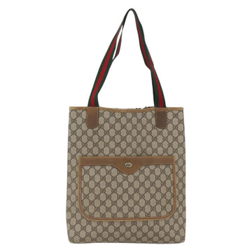 GUCCI Web Sherry Line GG Supreme Tote Bag PVC Beige Gold 40 02 003 Auth 168482 - 0