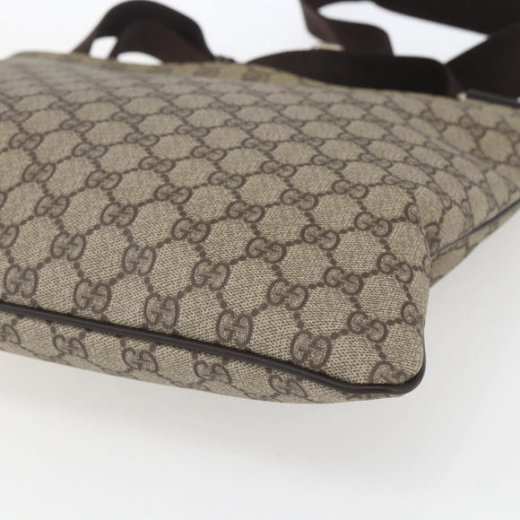 GUCCI GG Supreme Shoulder Bag PVC Beige Gold 201446 Auth 168484