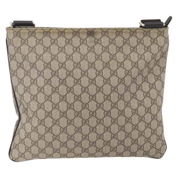 GUCCI GG Supreme Shoulder Bag PVC Beige Gold 201446 Auth 168484