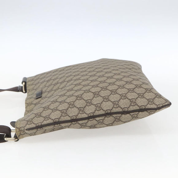 GUCCI GG Supreme Shoulder Bag PVC Beige Gold 201446 Auth 168484