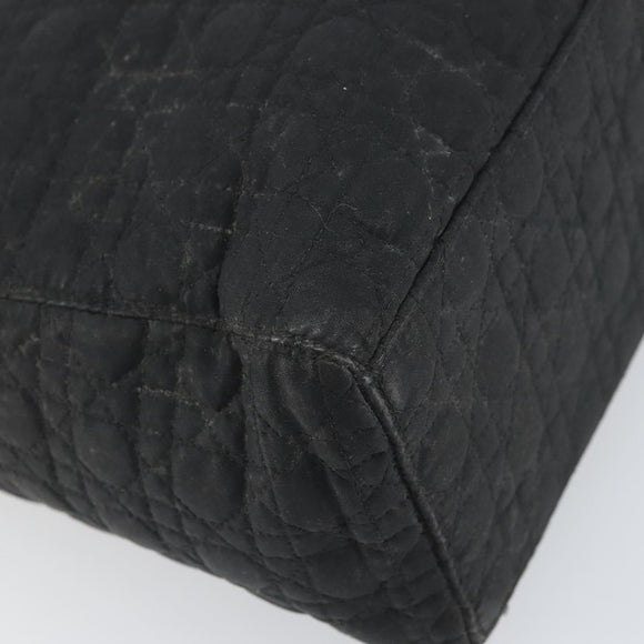 Christian Dior Lady Dior Canage Hand Bag Black Gold Auth 168488