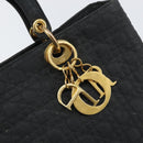 Christian Dior Lady Dior Canage Hand Bag Black Gold Auth 168488-17