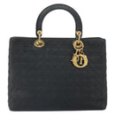 Christian Dior Lady Dior Canage Hand Bag Black Gold Auth 168488-13