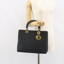 Christian Dior Lady Dior Canage Hand Bag Black Gold Auth 168488-22