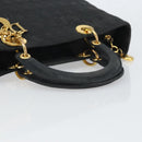 Christian Dior Lady Dior Canage Hand Bag Black Gold Auth 168488-7