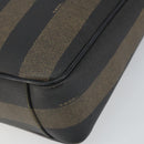 FENDI Pecan Canvas Tote Bag Brown Black Auth 168489-9