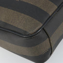FENDI Pecan Canvas Tote Bag Brown Black Auth 168489-14