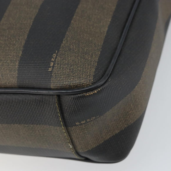 FENDI Pecan Canvas Tote Bag Brown Black Auth 168489